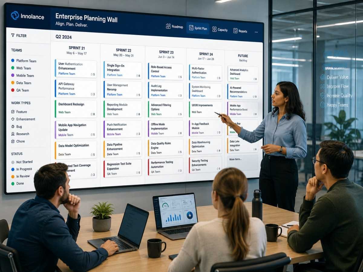 Team planning session in modern office